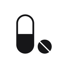 Pill icon, medical tablet isolated vector icon