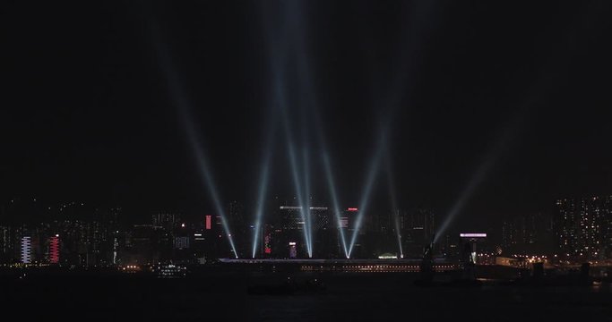 Search Lights Reflectors at Night in Hong Kong