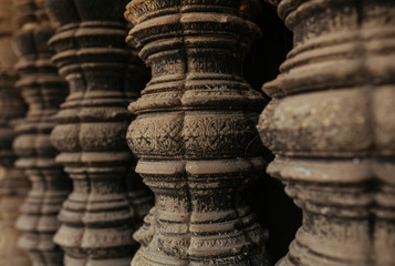 Cambodian Acient Murals and cave paintings on Agkor Wat temple walls