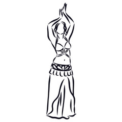 illustration of girl in a dress, belly dance 