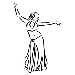 Fototapeta na wymiar silhouette of a dancer belly, sketch 