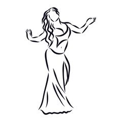 silhouette of girl, belly dancer sketch 