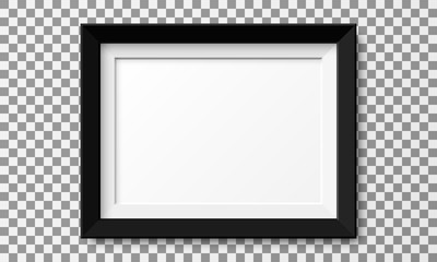 Realistic horizontal picture frame isolated on transparent background.