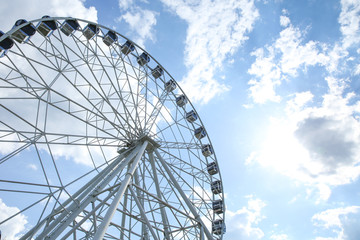 Ferris wheel against the sky with copy space