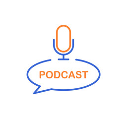 Fototapeta premium Podcast line icon. Microphone symbol. Vector logo.