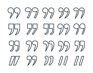 Vector line set of quotation marks. Marks for quotes.