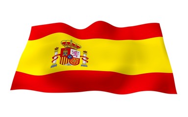 The flag of Spain. Official state symbol of the Kingdom of Spain. Concept: web, sports pages, language courses, travelling, design elements. 3d illustration