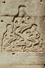 Cambodian Acient Murals and cave paintings on Agkor Wat temple walls