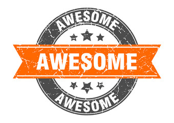 awesome round stamp with orange ribbon. awesome