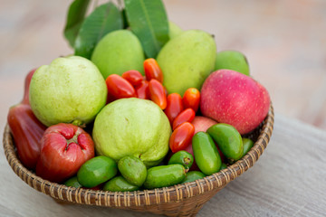 Mixed fruit, Asian tropical fruit in season.group of colorful fruit.