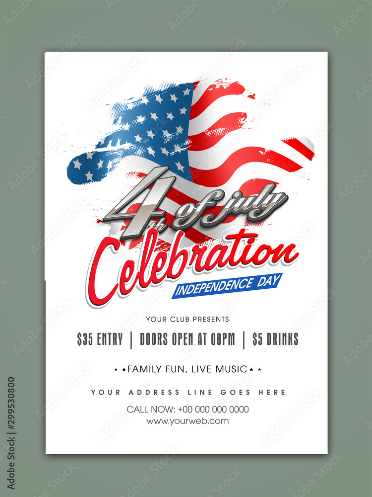 Wall mural 4th of july celebration template, banner or flyer.