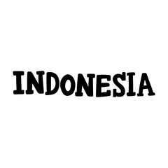 Handwritten word Indonesia. Hand drawn lettering.