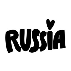 Handwritten word Russia. Hand drawn lettering.