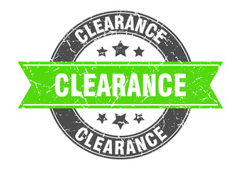 clearance round stamp with green ribbon. clearance