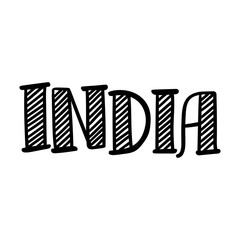Handwritten word India Hand drawn lettering.