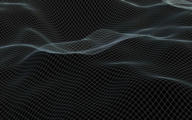 Abstract landscape background. Cyberspace gray grid. hi tech network. 3D illustration