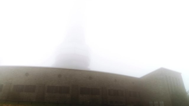 Old Tower Estate is Covered in a Thick Fog at Grosser Feldberg, Frankfurt, Hessen Germany