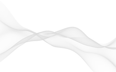 White abstract background. Fluttering white scarf. Waving on wind white fabric. 3D illustration