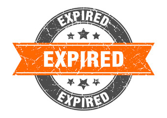 expired round stamp with orange ribbon. expired