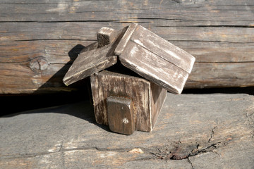 handmade miniature old wooden house