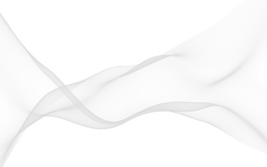 White abstract background. Fluttering white scarf. Waving on wind white fabric. 3D illustration