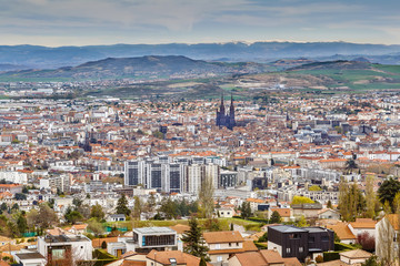 Fototapeta premium Aerial view of Clermont-Ferrand, France