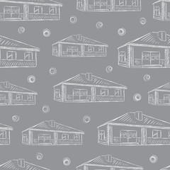 Seamless texture grey house sketch