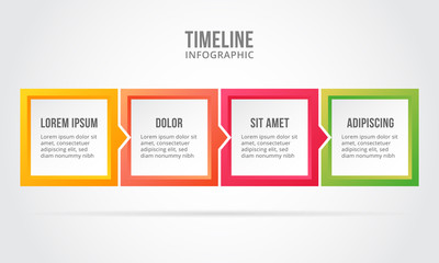 business timeline infographic. 4 option step point. chart graphic. vector. template