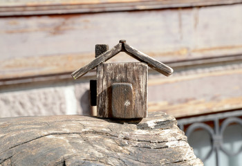 handmade miniature old wooden house