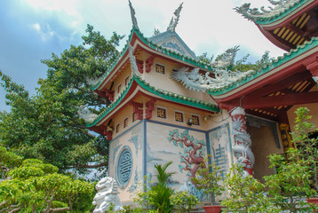 Colorful tower of Linh Ung Pagoda  in Da Nang, Vietnam 