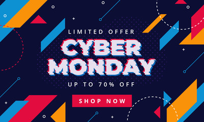Cyber Monday Sale abstract background. For advertising poster or banner design with blue purple background