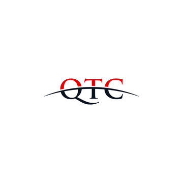 Initial letter QTC, overlapping movement swoosh horizon logo company design inspiration in red and dark blue color vector