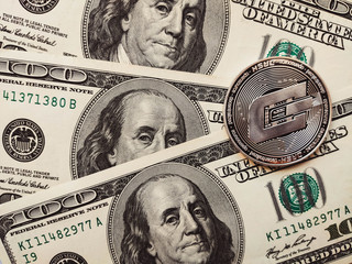 Dash physical coin in US dollars. Digital currency