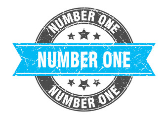 number one round stamp with turquoise ribbon. number one