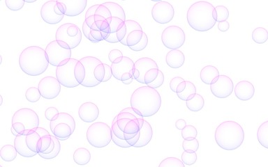 Pink colored background with purple bubbles. Wallpaper, texture purple balloons. 3D illustration