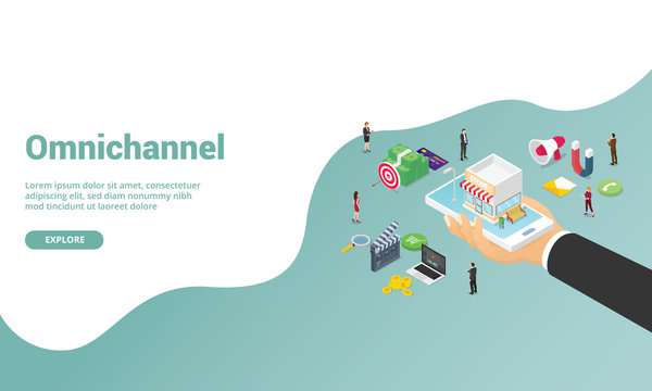 Omnichannel Marketing Business For Website Template Landing Homepage Or Banner With Isometric Style