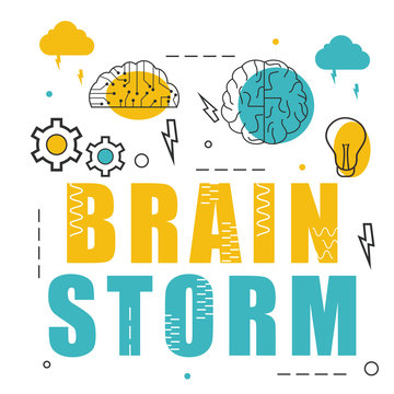 Line Art Infographic Elements For Brain Storm.