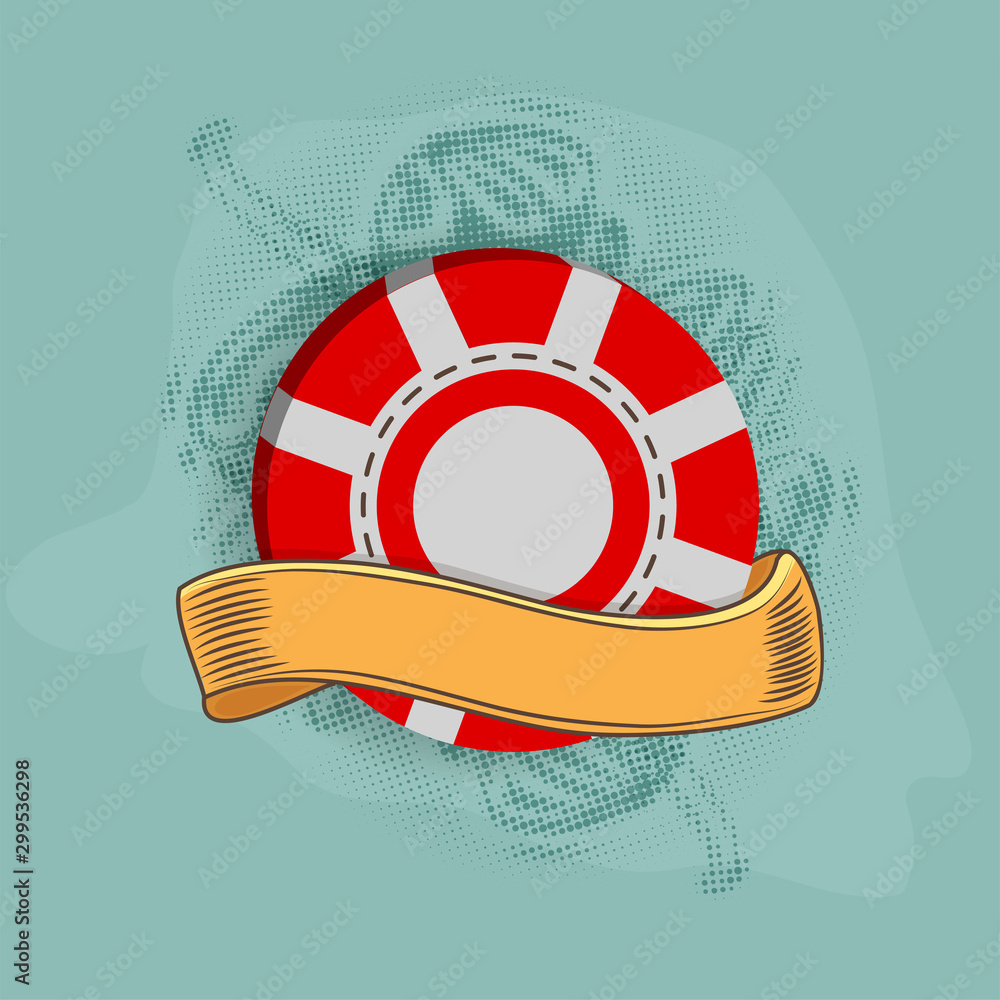 Sticker Casino Chip with blank ribbon.