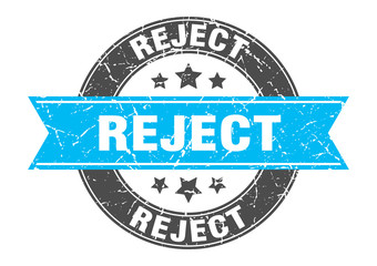 reject round stamp with turquoise ribbon. reject