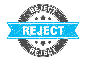 Fototapeta premium reject round stamp with turquoise ribbon. reject