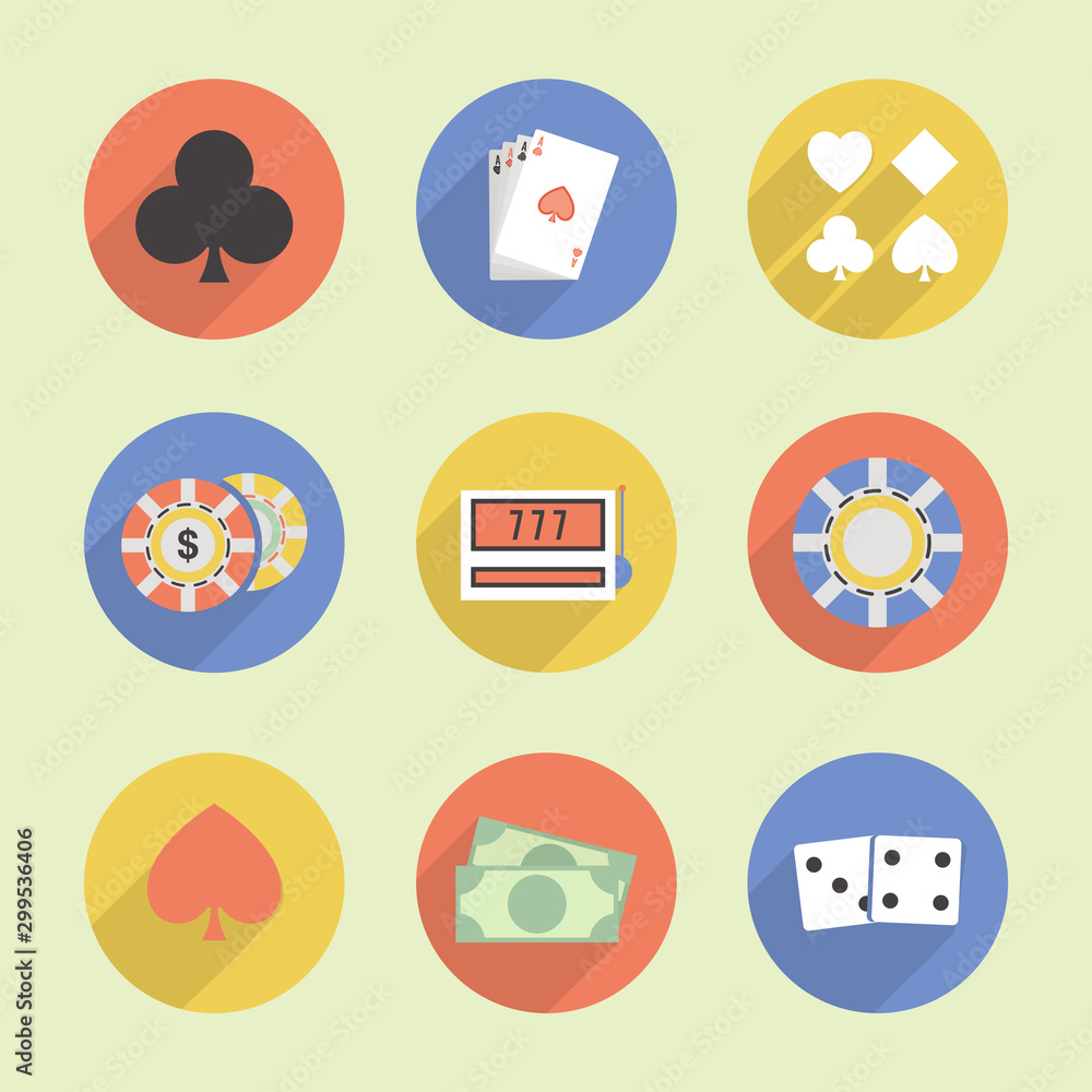 Sticker set of casino elements.