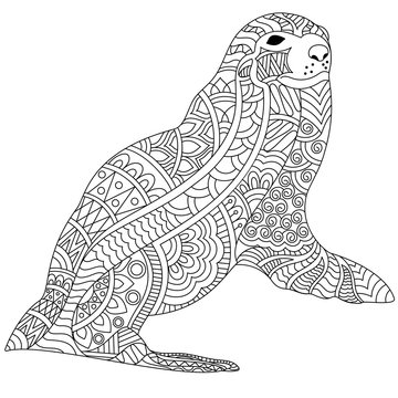 Hand drawn doodle style seal.