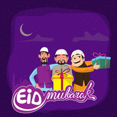 Eid Mubarak background with Islamic people.