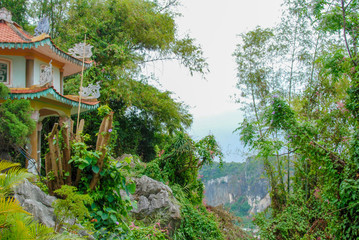 Fototapeta na wymiar Garden on the top of Marble Mountains in Da Nang, Vietnam 
