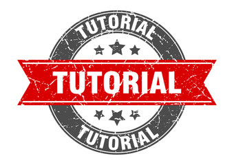 tutorial round stamp with red ribbon. tutorial