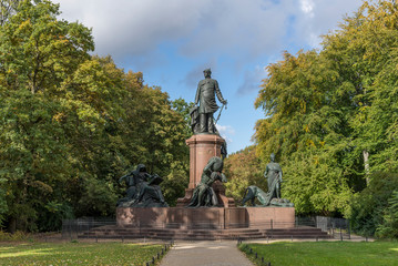 Fototapeta na wymiar Frontal view of the Bismarck Memorial in the park of the Tiergarten in Berlin, Germany