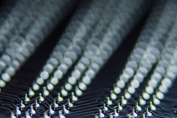 Obraz premium abstract background with motherboard electronic circuits, defocused effect image