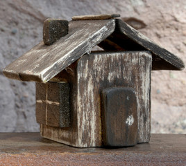 handmade miniature old wooden house