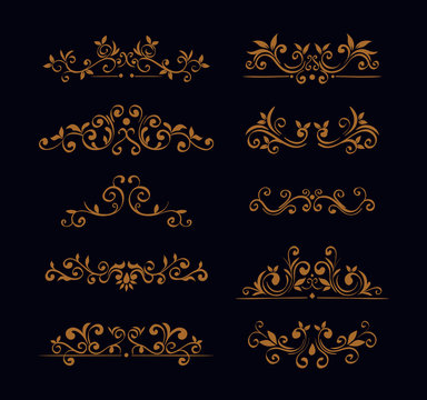 bundle of elegant ornamental borders frames vector illustration design