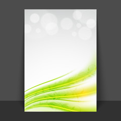 Flyer, Template or Brochure with green waves.